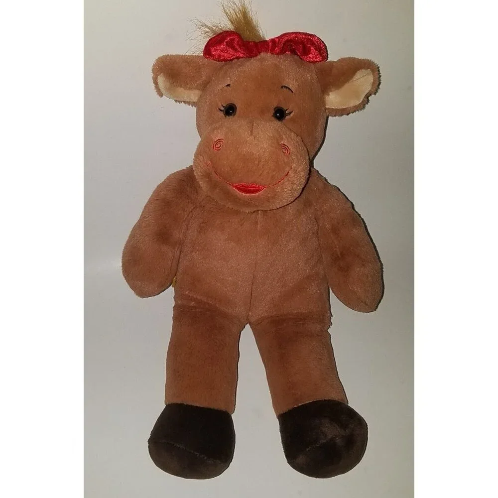 BABW Brown Girl Reindeer Plush Wearing Red Santa Dress Build-A-Bear Christmas